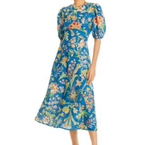 Alemais Dresses & Skirts - Alemais June 100% Linen Floral Blue Midi Dress